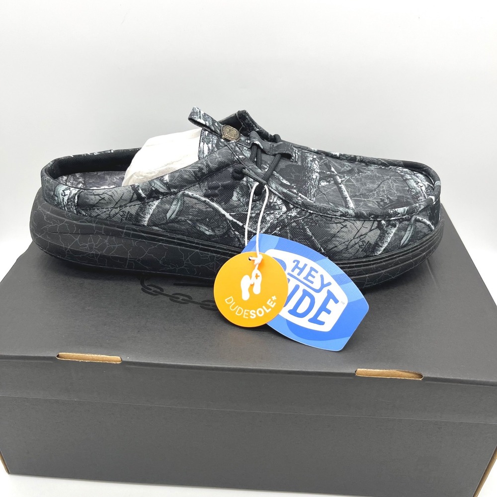 Hey Dude Jelly Roll Wally Comf Slip Black Camo Mens Size 12 45751-0DQ